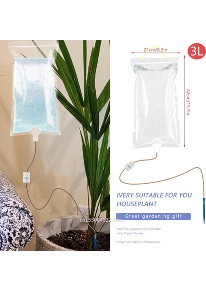 3l-Şeffaf Çanta Stili Bitki Yaşam Desteği Damla Sulama H2O Paket Sulama Ev Tesisi Otomatik Bahçe Sulama Sistemi Damlatıcı Spike Kitleri Suluk (Yurt Dışından)