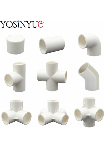 4 Yol Stili Iç ÇAP.20MM mm Dıy Beyaz Pvc Boru Ek Parçaları Düz ​​dirsek Tee Çapraz Bağlayıcı Su Borusu Adaptörü Yolları Eklemler (Yurt Dışından)