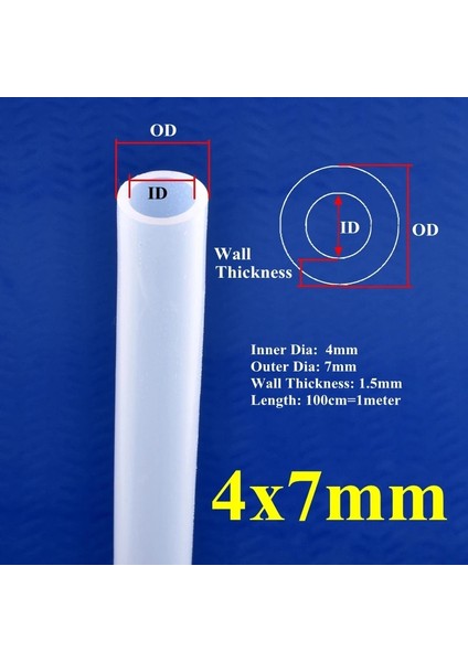 4x7 mm Stili Uzunluk 100 cm 1m Id1 ~ 5mm Şeffaf Şeffaf Gıda Sınıfı Silikon Hortum Akvaryum Tankı Hava Pompası Kauçuk Tüp Bahçe Sulama Yumuşak Esnek Boru (Yurt Dışından)