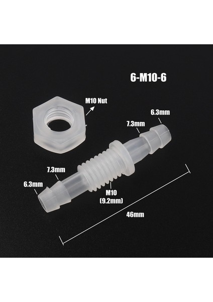6-M10-6 Stili Somunlu 5pcslot 3~8mm M6~m Konu Altıgen Somun Pp Düz Konnektörler Akvaryum Balık Tankı Adaptörü Hava Pompası Hortum Bağlantı Parçaları Pagoda Eklemleri (Yurt Dışından)
