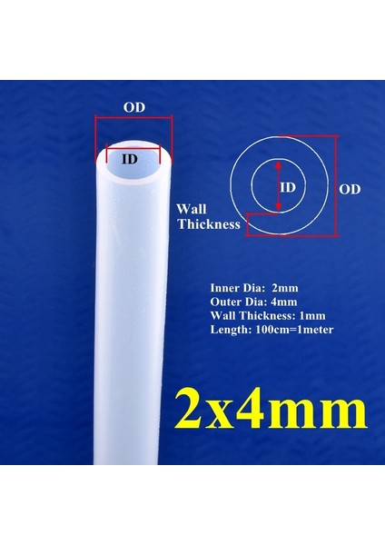 2x4 mm Stili Uzunluk 100 cm 1m Id1 ~ 5mm Şeffaf Şeffaf Gıda Sınıfı Silikon Hortum Akvaryum Tankı Hava Pompası Kauçuk Tüp Bahçe Sulama Yumuşak Esnek Boru (Yurt Dışından)