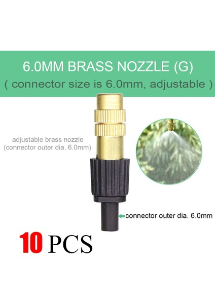 GX10PCS Tarzı Ayarlanabilir Misting Pirinç Nozul Bahçeleri Sera Tesisi Sulama Mikro Damla Sulama Sprey Soğutma Parçaları Yağmurlama Konnektörü (Yurt Dışından)