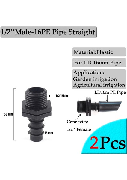 M1L2-16MM Düz Stil 2 Adet Bahçe Sulama Hortumu Konnektörleri Pe Boru Eklemleri Eşit Dirsek Düz Konnektör Tarımsal Sulama Sistemi Ek Parçaları (Yurt Dışından)