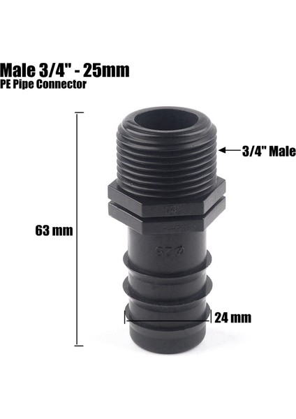 Erkek 3l4 İNÇ-16MM Stili Erkek Dişli Pe Boru Bağlantısı Sulama Hortumu Bağlantıları Sulama Borusu Dişli Düz Bağlantı Adaptörü (Yurt Dışından) fiyatları