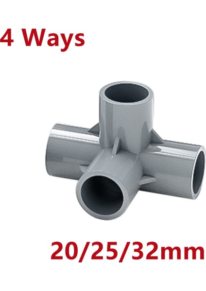 4 Yol Stili Kimlik 32MM Gri mm Pvc Boru Ek Parçaları Yolları Dıy Düz Dirsek Eşit Tee Konnektörler Plastik Ortak Boru Bağlayıcı Adaptörü (Yurt Dışından)