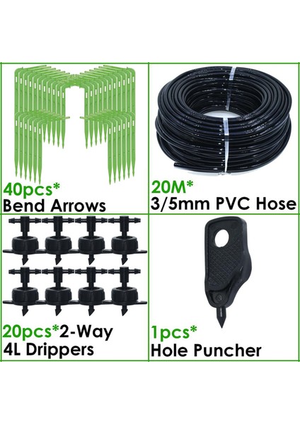 SPL11-309-4L-2WAY Stili Sera Damla Sulama 4 Yollu 2l 4l 8l Hortum Ok Kiti Bitki Pot Bahçe Çim Sulama Bend Damlatıcı Yağmurlama Verici (Yurt Dışından)