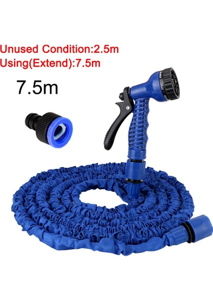 Mavi 7.5m Tarzı Genişletilebilir Su Hortumu Yüksek Basınç 7 Mod Ayarlanabilir Su Tabancası Köpük Bahçe Hortumu Borusu Arabalar Bahçe Yıkama Hortumu Püskürtücü (Yurt Dışından)