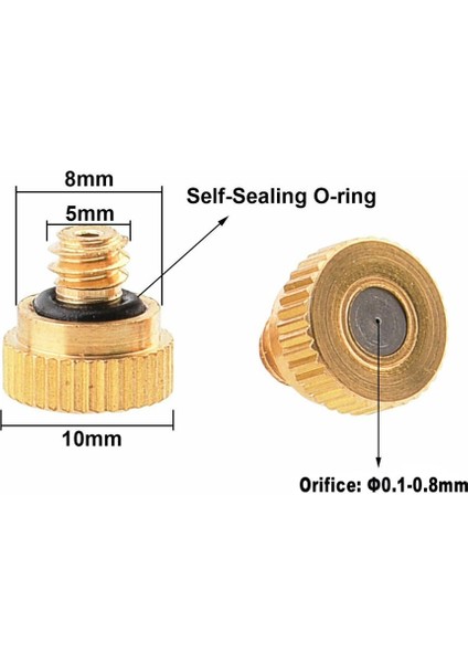 0,3 mm Stili Dişli Pirinç Buğulanma Memesi Orifis Su Mister Parçaları Veranda Buğulanma Sistemi Açık Soğutma Için Sis Memesi (Yurt Dışından)