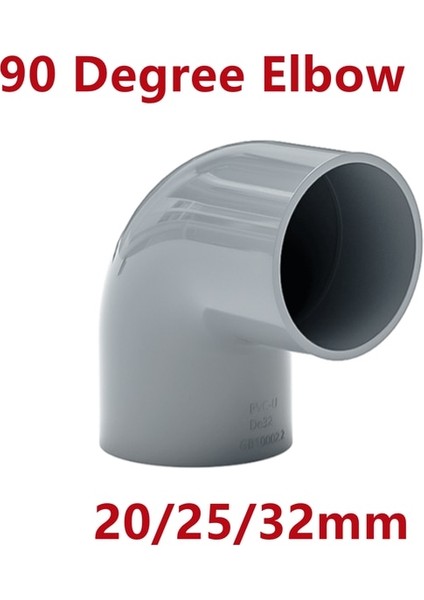 90 Derece Dirsek Stili Kimlik 25MM Gri mm Pvc Boru Ek Parçaları Yolları Dıy Düz Dirsek Eşit Tee Konnektörler Plastik Ortak Boru Bağlayıcı Adaptörü (Yurt Dışından)