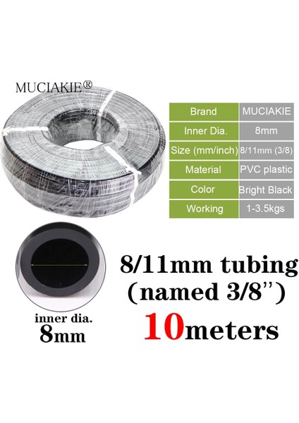 8L11MM x 10M Stili Yeni Pvc Bahçe Su Hortumu Sulama Sulama Borusu '' '' '' Siyah Beyaz Mavi Şeffaf Hortum (Yurt Dışından)