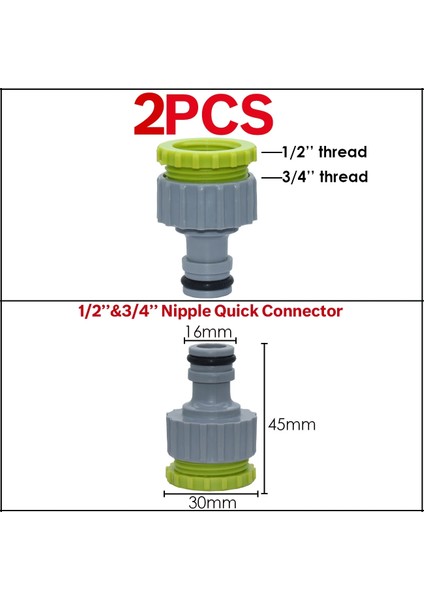 05KSL01-044B-2PCS Tarzı Bahçe Musluğu Adaptörleri Hızlı Bağlantılar Damla Sulama Su Bölücüler Dişi Dişli Erkek Nipel Mafsalı " Hortum (Yurt Dışından)