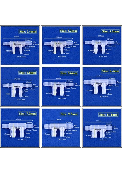 11.1mm Style 50 Parça 5~.4~ Pp Eşit Çaplı Yan 4 Yollu Konnektörler Akvaryum Tankı Hava Pompası Hortum Bağlantısı Sulama Sistemi Boru Pagoda Bağlantıları (Yurt Dışından) fırsatları