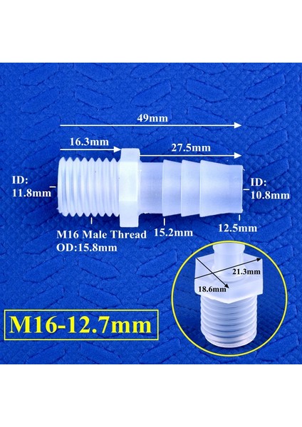 M16-12.7MM Stili 50 Parça 5~ 3.9~16MM Pp Pagoda Doğrudan Konnektörlere Iplik Sulama Sistemi Su Borusu Hortum Bağlantıları Akvaryum Tankı Adaptörü (Yurt Dışından)