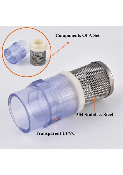 Şeffaf Set Stili 25 mm 20~ Paslanmaz Çelik Filtre + Pvcupvc Boru Seti Akvaryum Balıkları Tankı Su Pompası Giriş Tüpü Filtresi Bahçe Sulama Filtresi (Yurt Dışından)