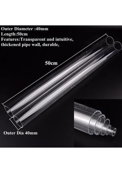 Dış Çap 40MM Stili 3 Parça 16~ Akrilik Akvaryum Balık Tankı Su Temini Boru Aksesuarları Bahçe Sulama Sulama Sistemi Sert Tüp cm Uzun (Yurt Dışından)