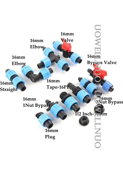 16 mm Bypass Vavle Stili mm Sulama Damlama Bandı Konnektörleri Tee Dirsek Fiş Tamir Bağlantıları Tarımsal Su Tasarrufu Sulama Hortumu Somun Konnektörü (Yurt Dışından) modelleri
