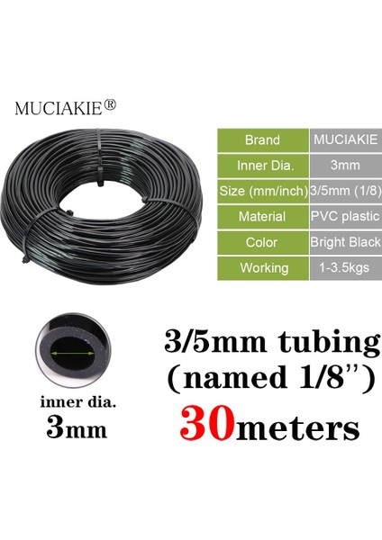 3L5MM x 30M Stili Yeni Pvc Bahçe Su Hortumu Sulama Sulama Borusu '' '' '' Siyah Beyaz Mavi Şeffaf Hortum (Yurt Dışından)