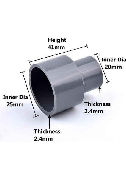 25-20 mm Stili 1 Parça 1 mm Pvc Düz Redüksiyon Konnektörleri Su Borusu Bahçe Sulama Su Borusu Konnektörü Akvaryum Adaptörü (Yurt Dışından)