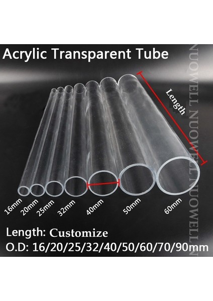 Dış Çap 20MM Stili Uzunluk 50CM Et Uzunluk 50CM Od 16 ~ 90MM Şeffaf Akrilik Akvaryum Balık Tankı Ortak Boru Pmma Sulama Kaynağı Pleksiglas Tüp (Yurt Dışından) indirimleri