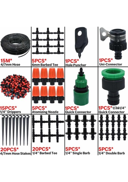 KSL01-011-15M Stili Kesla mm Hortum Mikro Damla Sulama Sulama Kitleri Sistem Otomatik Ayarlanabilir Atomize '' Damlatıcı Bahçe Serası (Yurt Dışından)