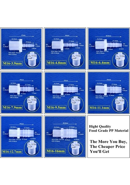 M14-12MM Stili 5 Parça 5~ 3.9~16MM Pp Pagoda Doğrudan Konnektörlere Iplik Sulama Sistemi Su Borusu Hortum Bağlantıları Akvaryum Tankı Adaptörü (Yurt Dışından) fırsatları