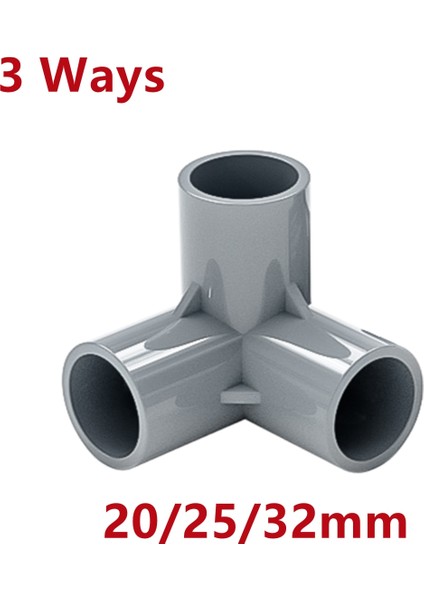 3 Yol Stili Kimlik 20MM Gri mm Pvc Boru Ek Parçaları Yolları Dıy Düz Dirsek Eşit Tee Konnektörler Plastik Ortak Boru Bağlayıcı Adaptörü (Yurt Dışından)