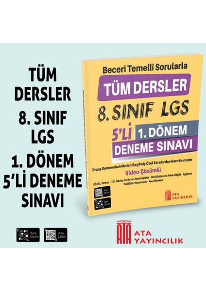 8. Sınıf LGS 5'li 1. Dönem Deneme Sınavı