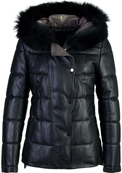 Kadın Deri Siyah Deri Deri Mont 571 Z-361 Byn Sk23/24 Sıyah Dr