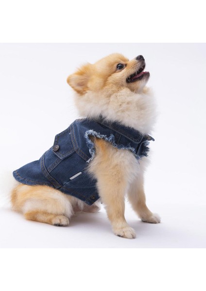 Koyu Mavi Denim Yelek Kot Yelek Köpek Kıyafeti Köpek Yeleği