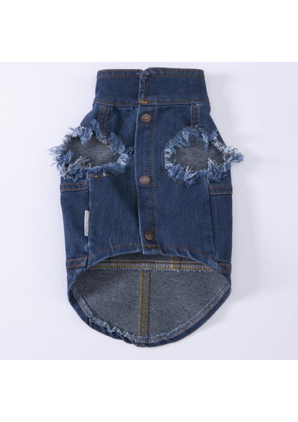 Koyu Mavi Denim Yelek Kot Yelek Köpek Kıyafeti Köpek Yeleği