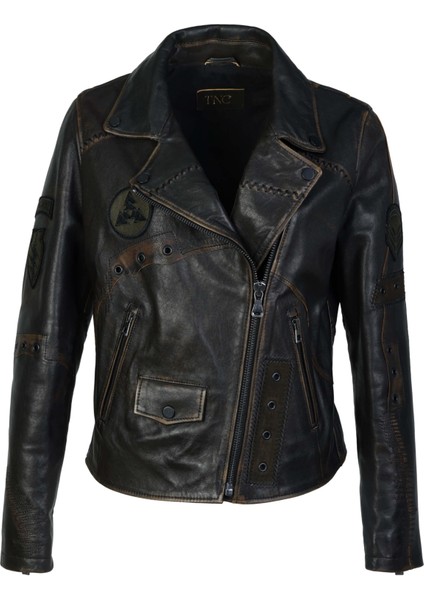 Kadın Deri Siyah Eskitme Deri Mont 993 Sd-201 Byn Sk23/24 Sıyah Eskıtme