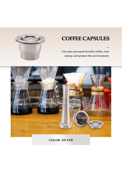 Yeniden Kullanılabilir Kapsüller, Paslanmaz Çelik, Nespresso Için 3 Parça Doldurulabilir Ped + 1 Sabotaj + 1 Kaşık + 1 Fırça (Yurt Dışından) fiyatları