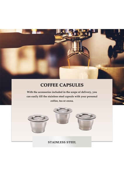 Yeniden Kullanılabilir Kapsüller, Paslanmaz Çelik, Nespresso Için 3 Parça Doldurulabilir Ped + 1 Sabotaj + 1 Kaşık + 1 Fırça (Yurt Dışından) modelleri