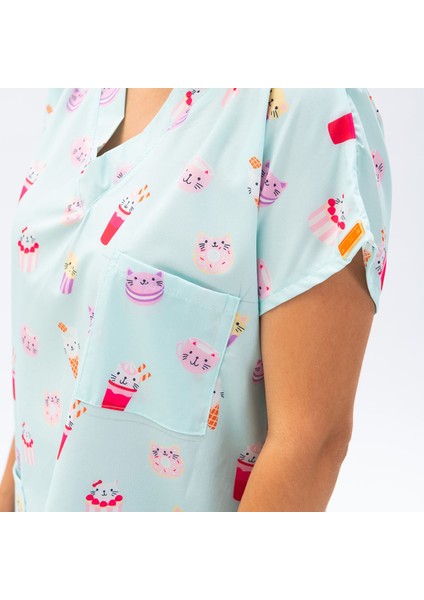 Sweets Cats Tek Üst Forma - Medikal Önlük modelleri