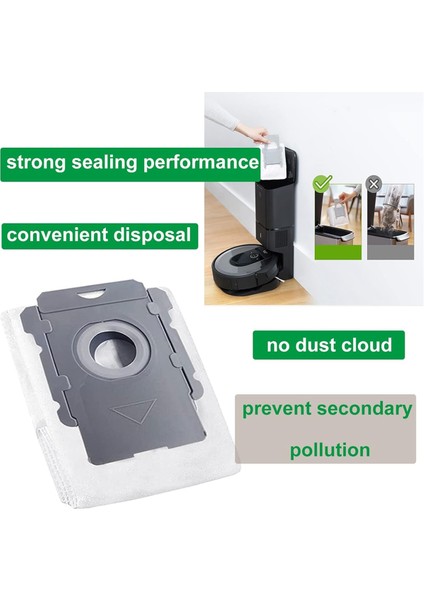 Roomba Vakum Torbalarını Değiştirin Irobot Roomba I7 I7+, J7 J7+, I8 I8+, I3 I3+ ile Uyumlu Otomatik Kir Bertaraf Torbaları (Yurt Dışından)