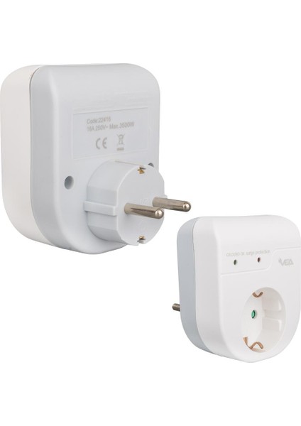 VE-22416 16 Amper - 3500 Watt LED Göstergeli Tekli Akım Korumalı Priz