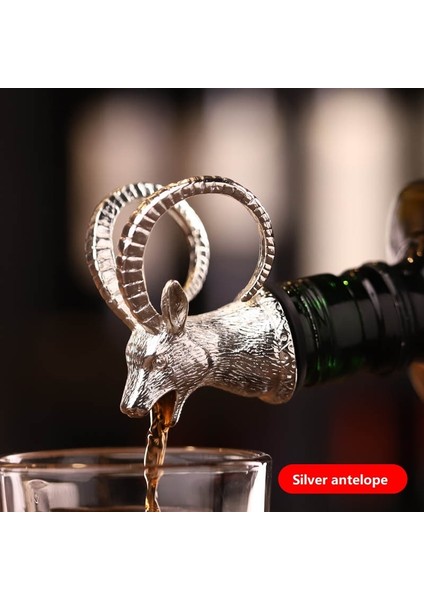 Gümüş Antilop Tarzı Çinko Alaşım Geyik Geyik Kafası Şarap Dökücü Benzersiz Şarap Şişe Tıpaları Şarap Havalandırıcılar Bar Araçları Bir Araya Gelsin Hediye (Yurt Dışından)