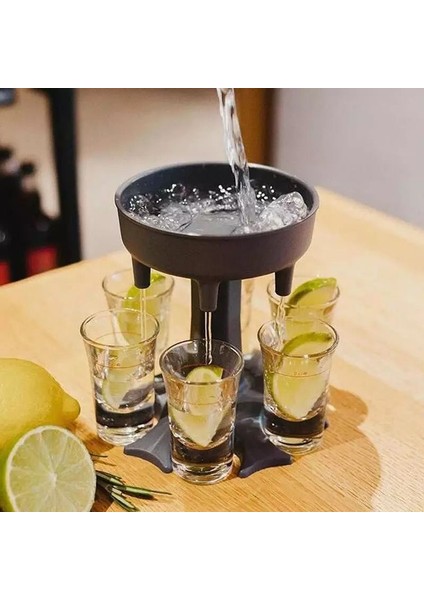 Siyah Stil Likör Dispenseri 6 Shot Cam Kokteyl Şarap Bira Bar Düğün Ev Partisi Için Hızlı Dolum Aracı Içme Sıvısı Dökme Eserdir (Yurt Dışından) indirimleri