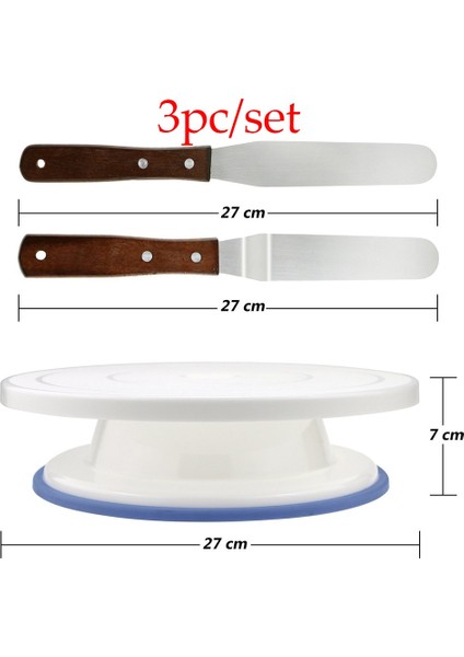 3 Adet Tarzı Lastic Kek Döner Tabla Döner Plastik Hamur Bıçağı 10 Inç Dekorasyon Kremalı Kek Standı Seti Kek Döner Tabla Pişirme Aracı (Yurt Dışından)