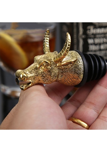 No.17 Stili 1 Adet Şarap Dökücü Çinko Alaşım Geyik Elk Aslan Boğa Leopar Antilop Kafa Şarap Stoper Içecekler Bar Araçları Gece Kulübü Bar Aksesuarları (Yurt Dışından)