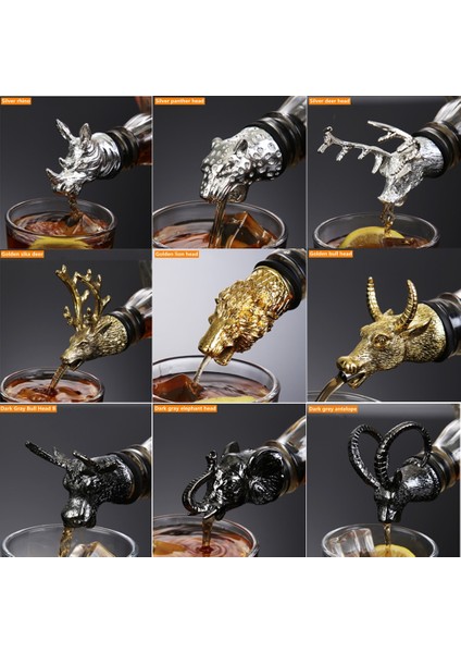 No.15 Tarzı 4 Renk Şarap Dökücü Çinko Alaşım Geyik Elk Aslan Boğa Leopar Antilop Kafa Şarap Stoper Içecekler Bar Gece Kulübü Araçları Aksesuarları (Yurt Dışından) fiyatları