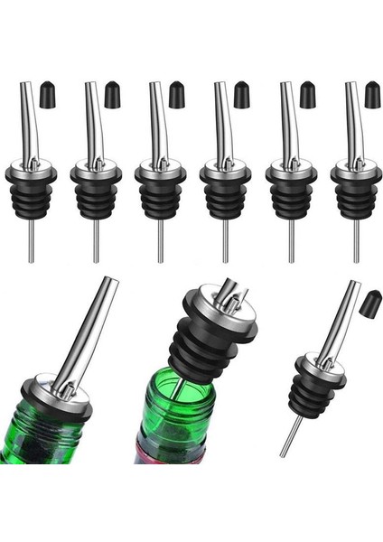 Gümüş 8 Adet Tarzı Paslanmaz Çelik Şarap Dökücüler Barlar, Kulüpler Için Kapaklı ve Konik Sızdırmaz Tasarımlı Yüksek Li Likör Dökme Muslukları (Yurt Dışından) fiyatları