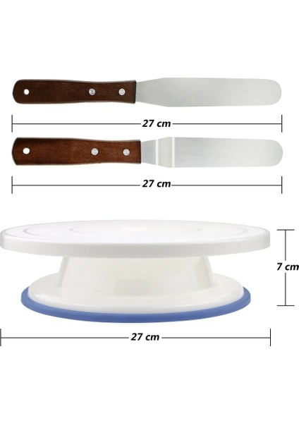 3 Adet Tarzı Lastic Kek Döner Tabla Döner Plastik Hamur Bıçağı 10 Inç Dekorasyon Kremalı Kek Standı Seti Kek Döner Tabla Pişirme Aracı (Yurt Dışından)
