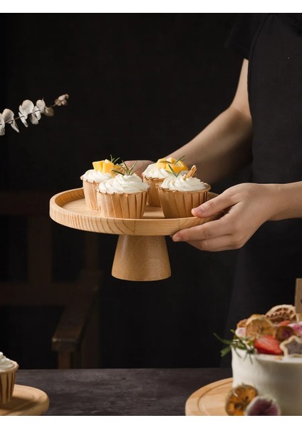 Bir Stil Avrupa Yuvarlak Ahşap Kek Tabağı Ev Tatlı Pasta Tabağı Günlük Meyve Çay Tepsisi Kek Aracı Pişirme Aksesuarları Mutfak Dekoru (Yurt Dışından) modelleri