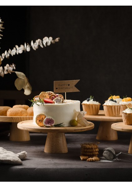 Bir Stil Avrupa Yuvarlak Ahşap Kek Tabağı Ev Tatlı Pasta Tabağı Günlük Meyve Çay Tepsisi Kek Aracı Pişirme Aksesuarları Mutfak Dekoru (Yurt Dışından) fırsatları