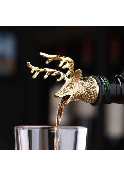 Altın Gergedan Stili Çinko Alaşım Geyik Geyik Kafası Şarap Dökücü Benzersiz Şarap Şişe Tıpaları Şarap Havalandırıcılar Bar Araçları Bir Araya Gelsin Hediye (Yurt Dışından)