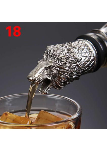 No.18 Tarzı Yaratıcı Hayvan Kafası Kırmızı Şarap Dökücü Geyik Fil Aslan Kurt Şarap Şişe Tıpaları Sevgililer Günü Noel Ev Bar Parti Dekoru (Yurt Dışından)