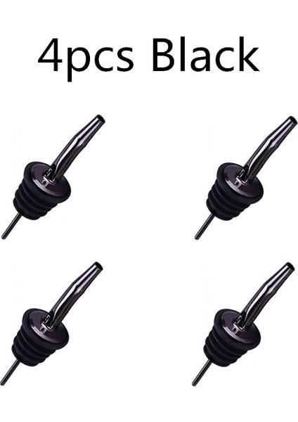 4 Adet Siyah Stil Et Şarap Şişesi Dökücü Durdurucu Paslanmaz Çelik Çeşitli Şarap Likörü Spirit Dökücü Serbest Akış Bacalı Durdurucu Bar Aksesuarı (Yurt Dışından)