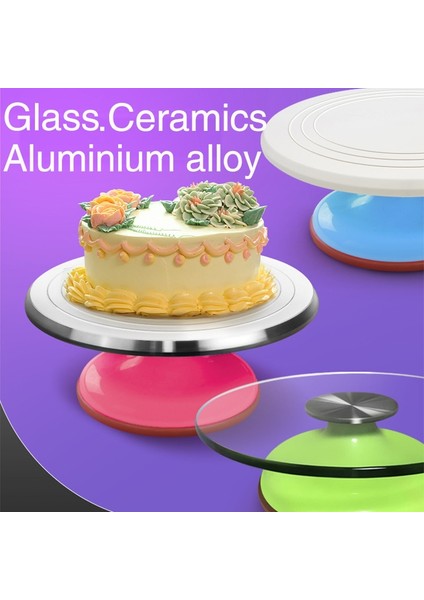 Çift Taraflı 12CM15CM Stili Kek Standı Zanaat Döner Tabla Platformu Alüminyum Alaşımlı Doğum Günü Pastası Döner Tabla Plastik Döner Tabla Cam Döner Tabla Pişirme (Yurt Dışından)