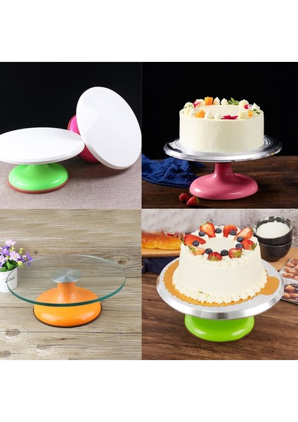 Çift Taraflı 12CM15CM Stili Kek Standı Zanaat Döner Tabla Platformu Alüminyum Alaşımlı Doğum Günü Pastası Döner Tabla Plastik Döner Tabla Cam Döner Tabla Pişirme (Yurt Dışından)